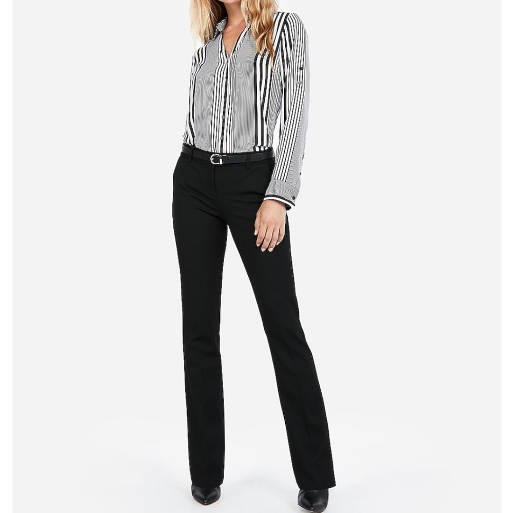 Express Columnist Barely Boot Mid Rise Dress Pant